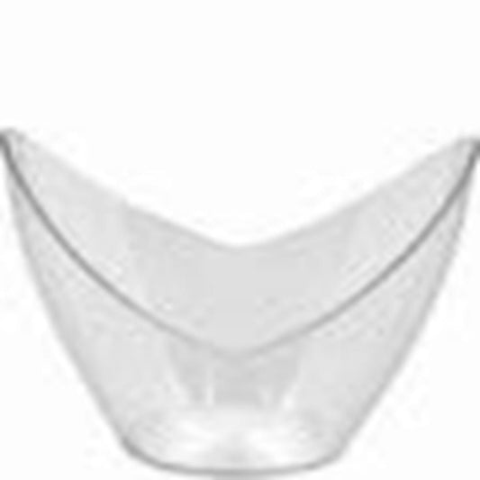 Set of two clear mini oval glass dishes with smooth edges and slightly curved sides.