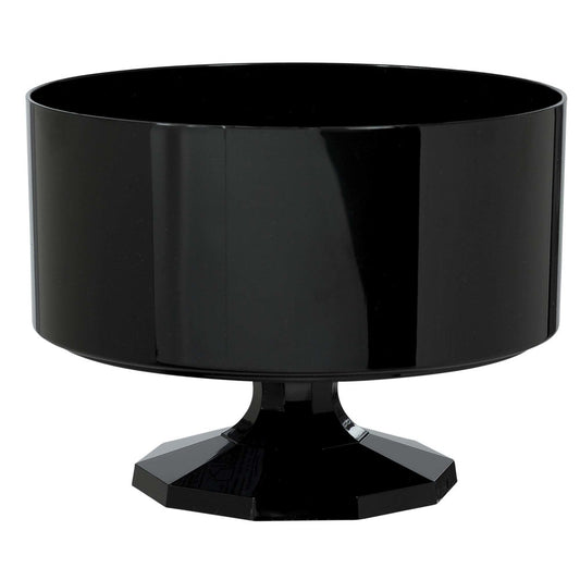 Glossy black medium trifle container with a wide bowl and faceted pedestal base.