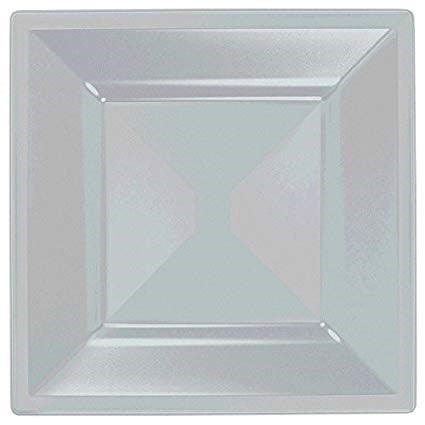 Plato Plástico Plateado Cuadrado 8in