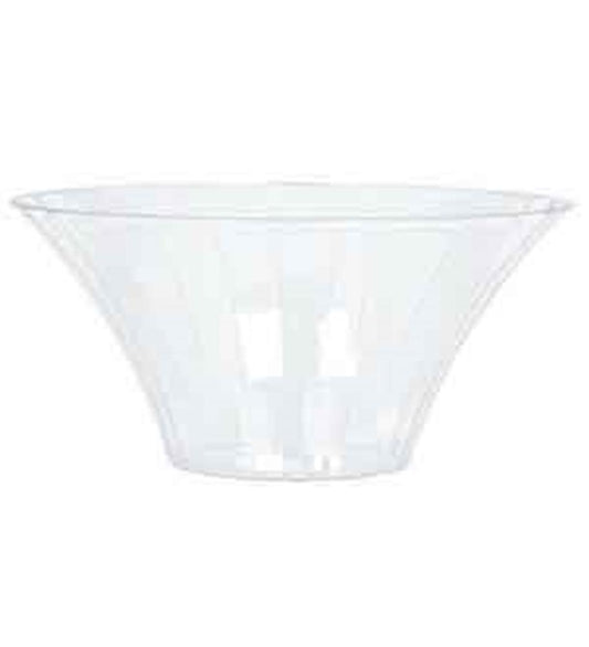 Clear large flared glass bowl with smooth, slightly curved sides and wide open top.