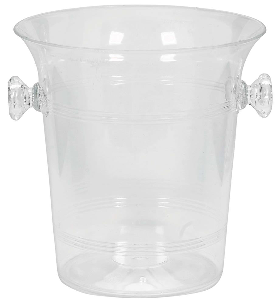 Ice bucket w Knob Handles Clear 8.5x8.5 Disc