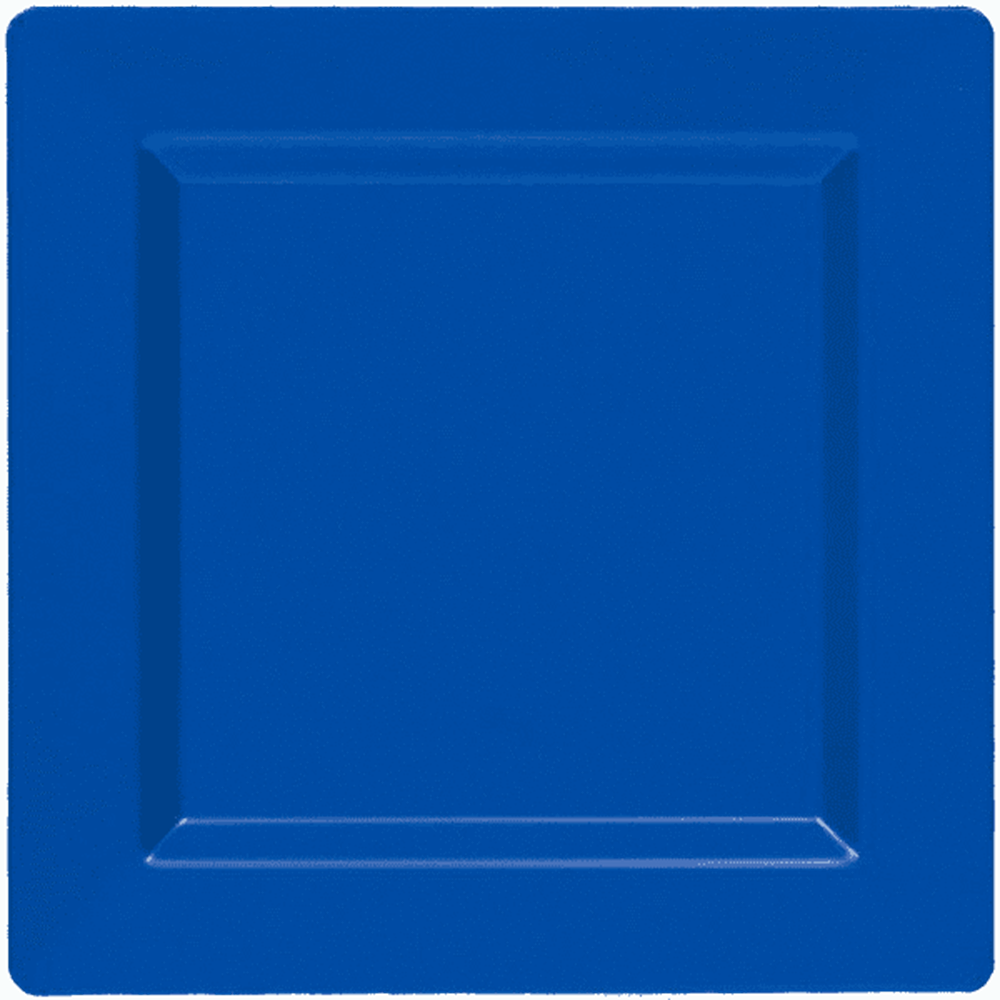 Bright royal blue square plate with a slightly raised rim, 10-inch size.