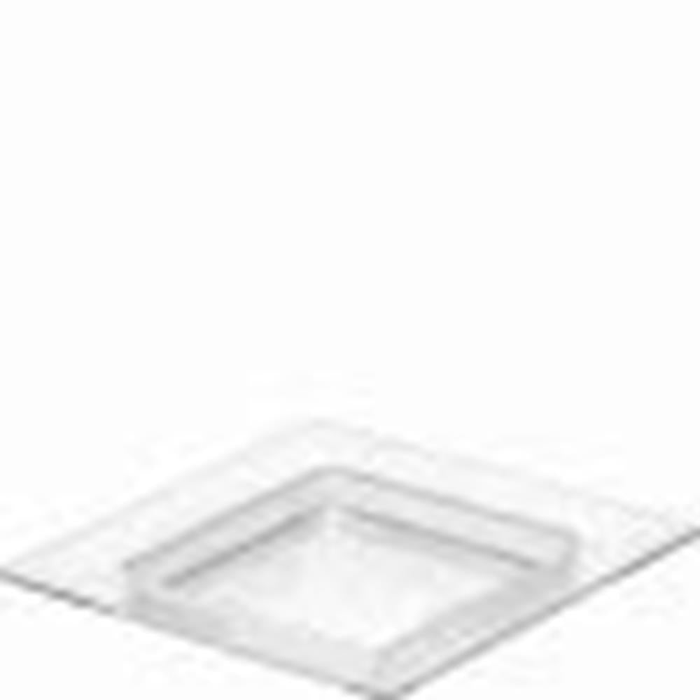 Clear square mini plate with slightly raised edges, made of transparent plastic.