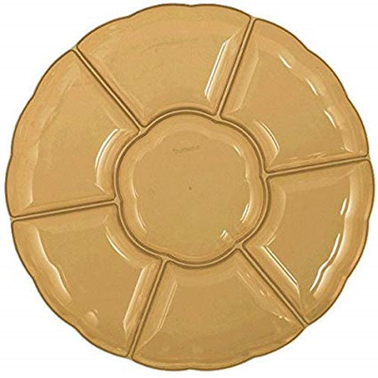 Tray Compartment Chip & Dip Tray Gold 16 inch 1ct