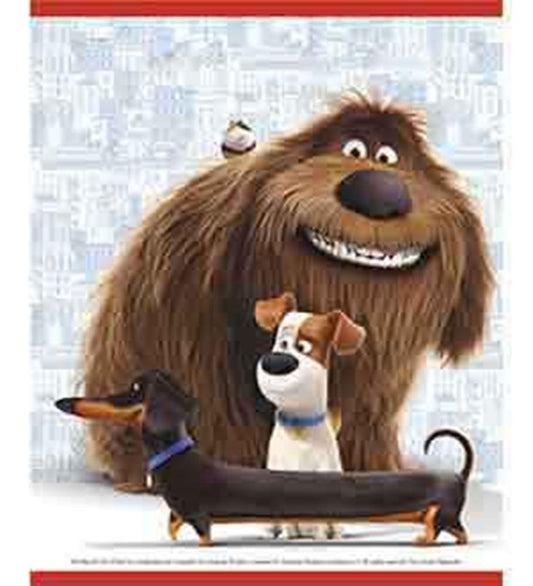 The Secret Lives of Pets lootbag featuring animated characters Max, Duke, and Buddy on a light patterned background.