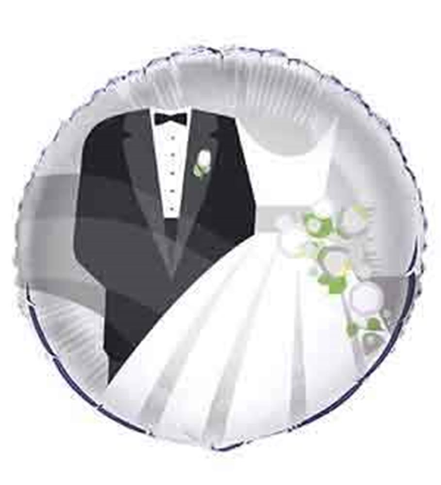 Globo metalizado plateado de boda de 18 pulgadas