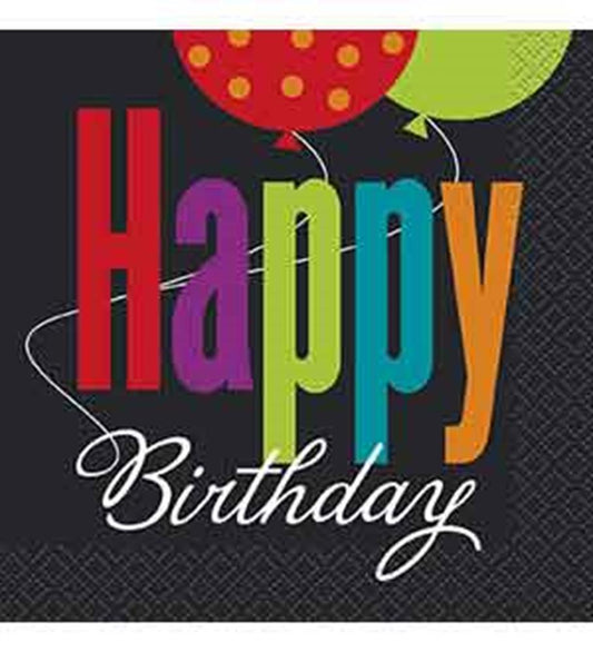 Servilletas para bebidas con mensaje "Birthday Cheer", 16 unidades