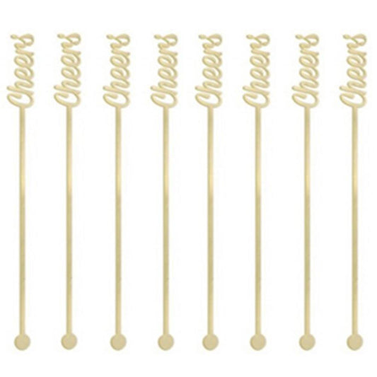 Drink Stirrer Cheers Gold 7.5in 12ct