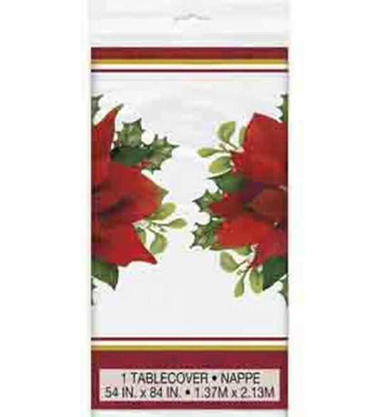 Holly Poinsettia Tablecover 54x84