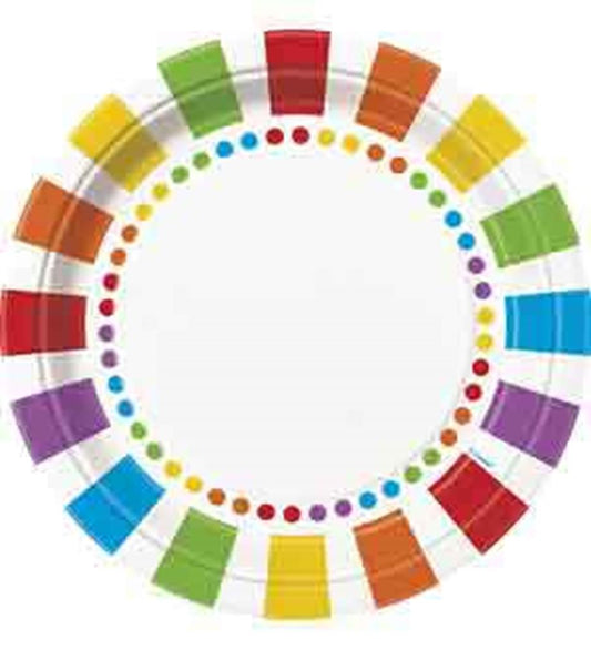 Rainbow Birthday Round 9" Dinner Plates, 8ct