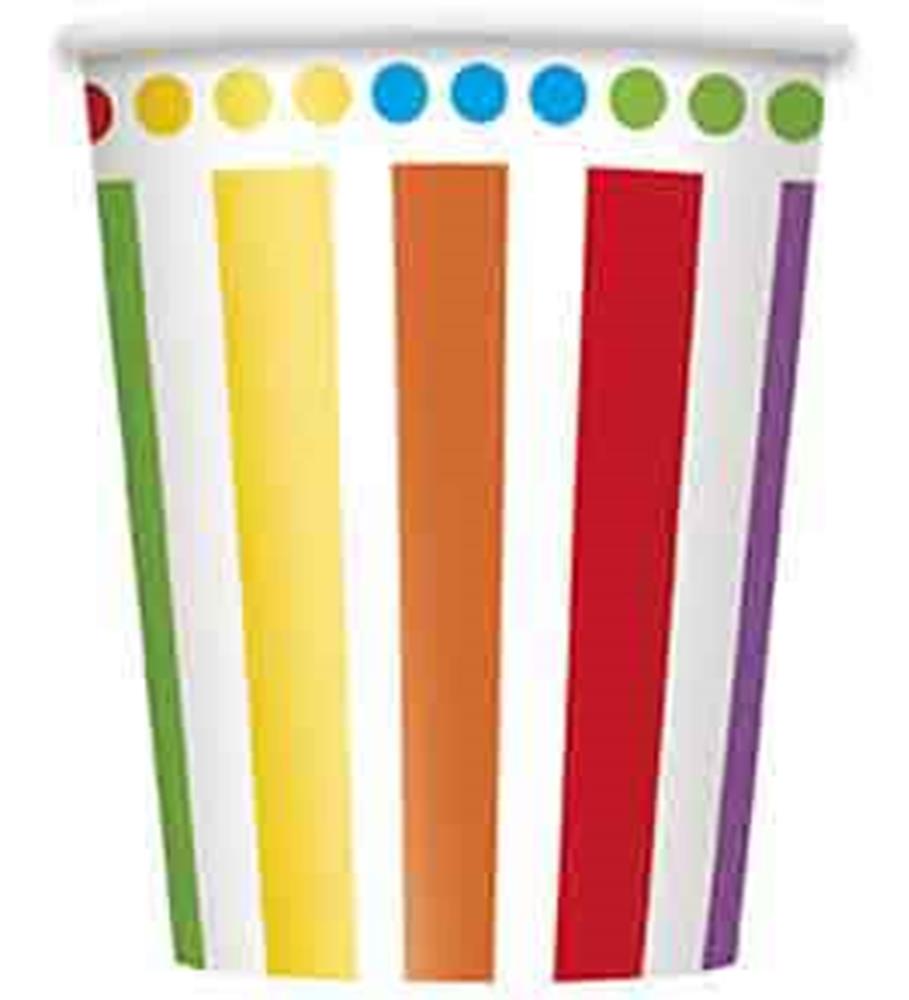 Rainbow Birthday 9oz Paper Cups, 8ct