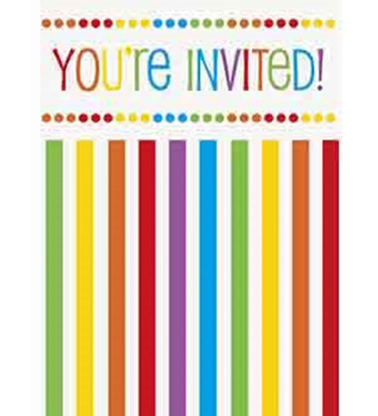 Rainbow Birthday Invitations, 8ct