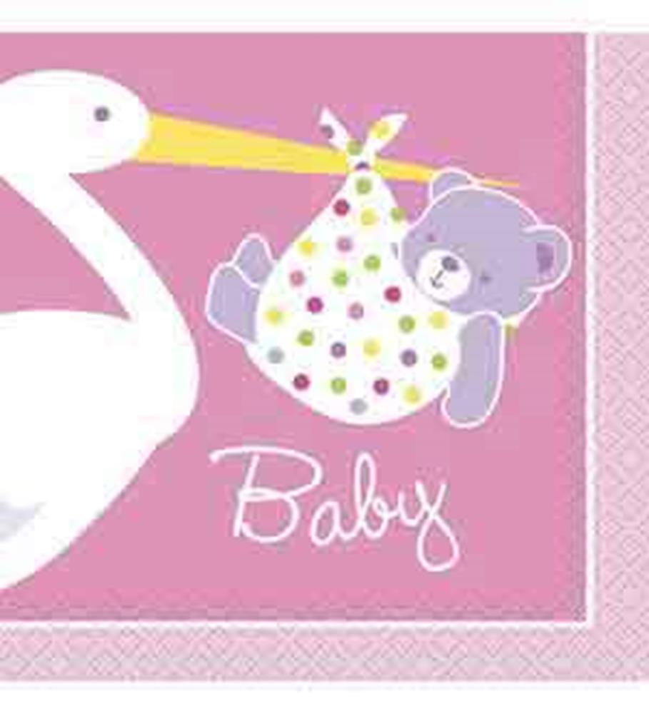 Baby Girl Stork Napkin (S) 16ct