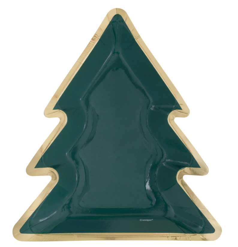 Plato con forma de árbol de Navidad Holly Days de 8,25 pulgadas, 8 unidades
