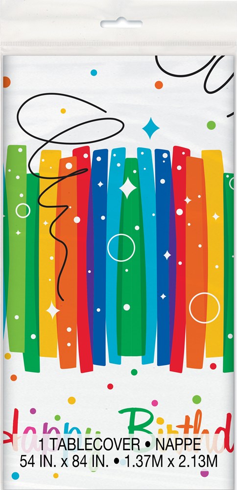 Rainbow Ribbon Birthday Tablecover 54x84