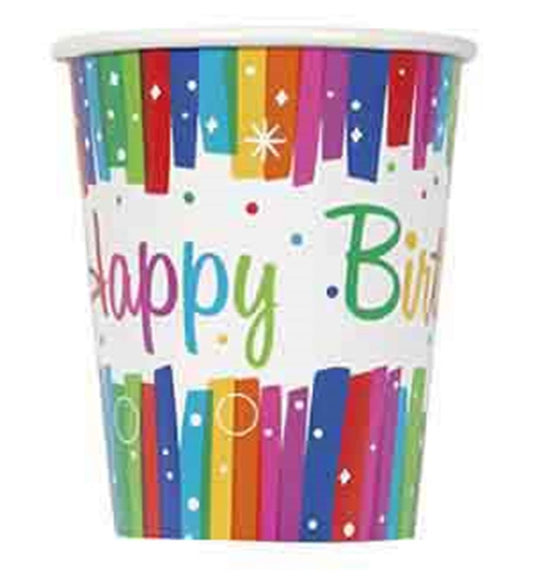 Rainbow Ribbon Birthday Cup 9oz 8ct