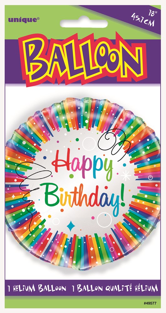 Rainbow Ribbon Birthday Foil Balloon 18in