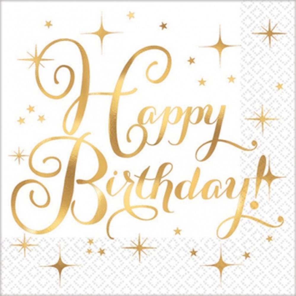 Gold Birthday Napkin (S) 16ct