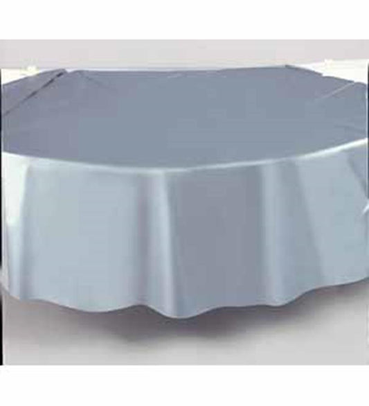 Silver Tablecover Round 84 inch Diameter