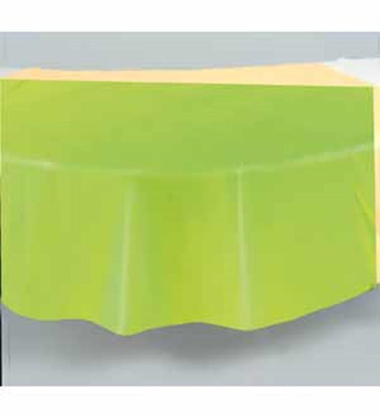 Lime Green Solid 84 inch Round Plastic Table Cover