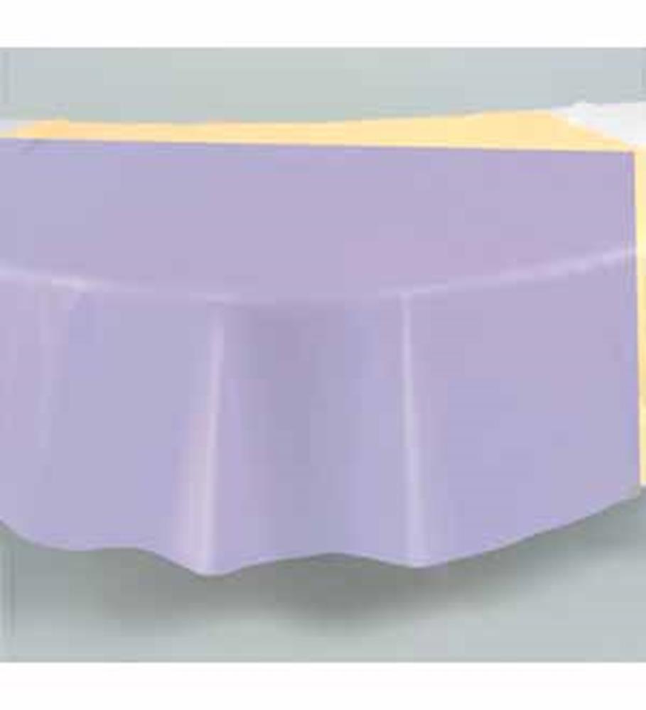 Lavender Solid Round Plastic Table Cover, 84 inch