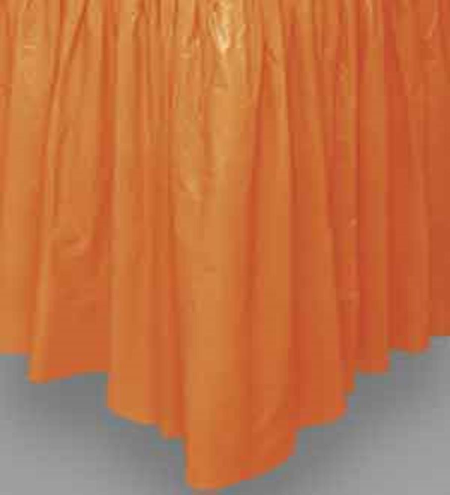 Orange Solid Plastic Table Skirt, 29" x 14 ft