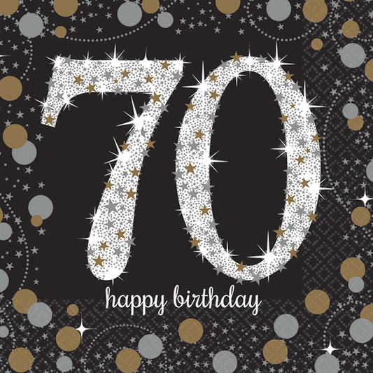 Sparkling Celebration Happy Birthday 70 Beverage Napkins 16ct