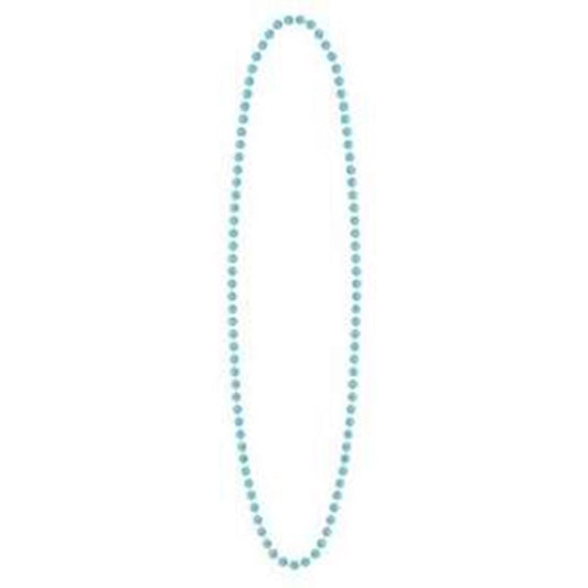 Light blue round plastic bead necklace with glossy finish, suitable for baby shower or gender reveal events.