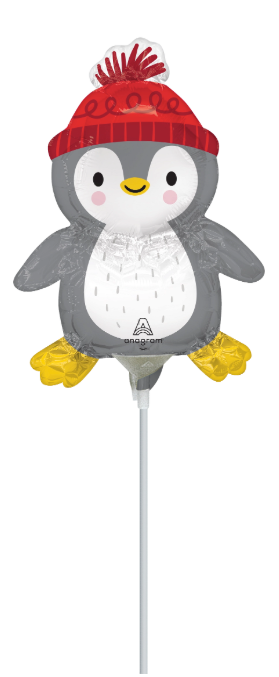 Anagram Christmas Frosted Friends Penguin 14 inch Mini Foil Balloon 1ct