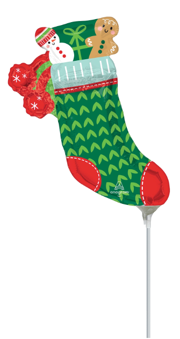 Anagram Christmas Cozy Cheer Stocking 14 inch Mini Foil Balloon 1ct