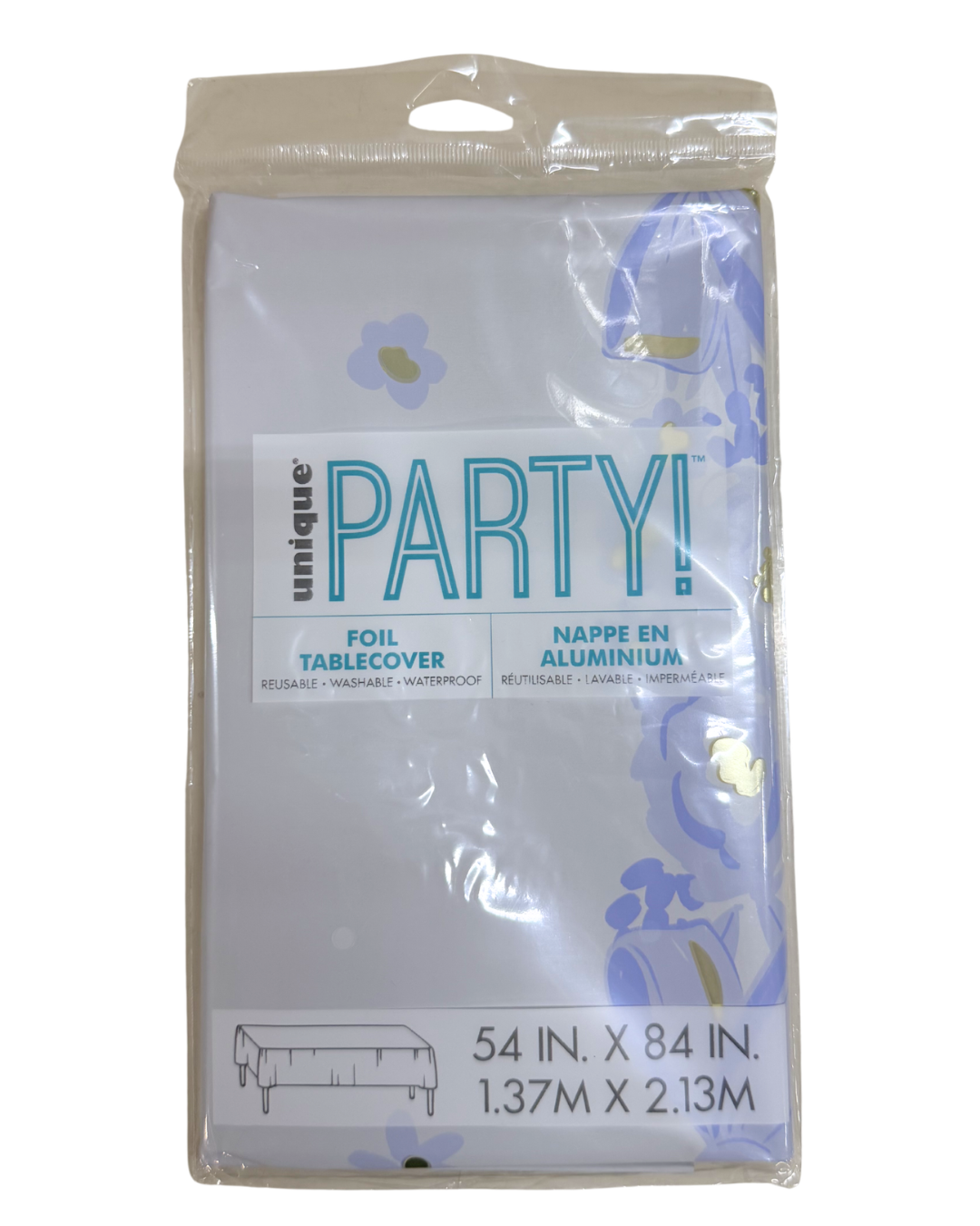 Dainty Bows Foil 54 inch x 84 inch Tablecover 1ct - Toy World Inc