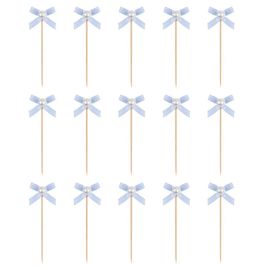 Dainty Bows Pearl Food Picks 15ct