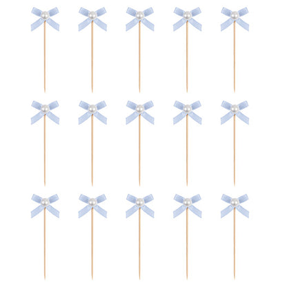 Dainty Bows Pearl Food Picks 15ct
