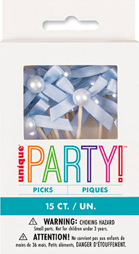Dainty Bows Pearl Food Picks 15ct