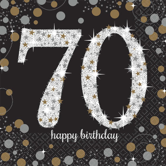 Sparkling Celebration Happy Birthday 70 Luncheon Napkin 16ct