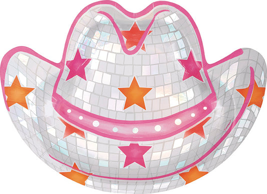 Disco Hat Shape 10 inch x 7 inch Plates 8ct