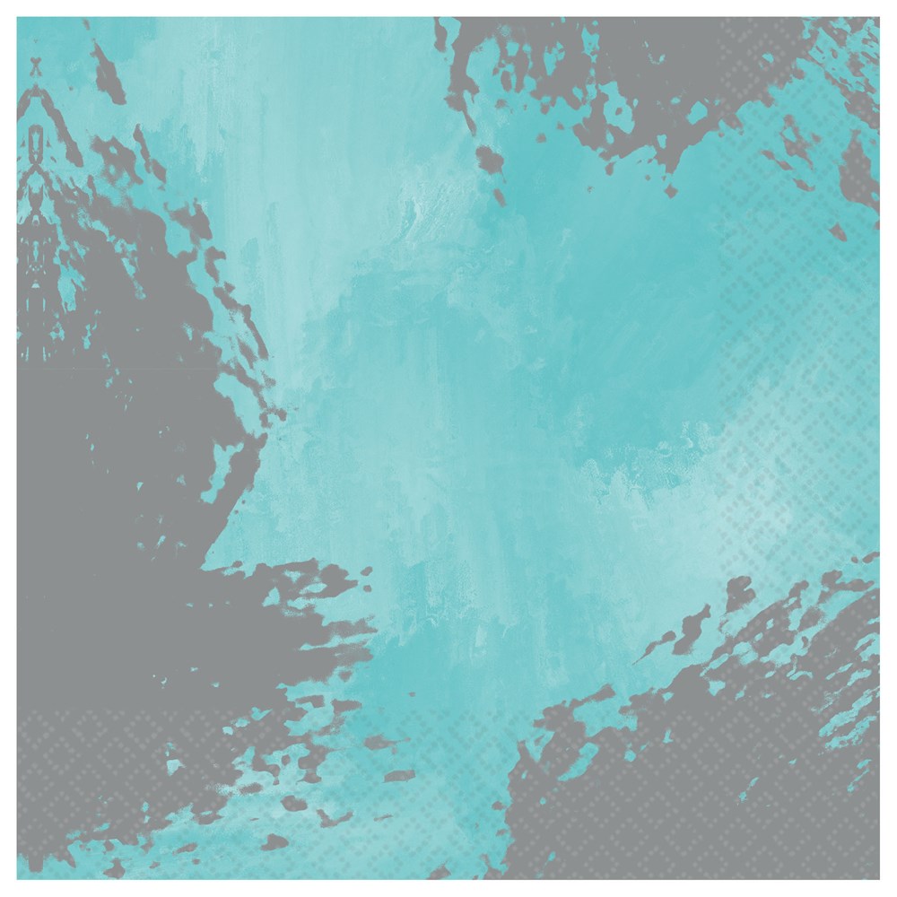 Robins egg blue napkin with soft gray brushstroke pattern, textured paper design.
