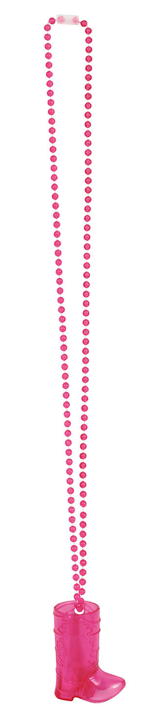 Pink Bead Necklace with Boot Shot Glass