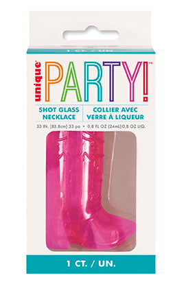 Pink Bead Necklace with Boot Shot Glass