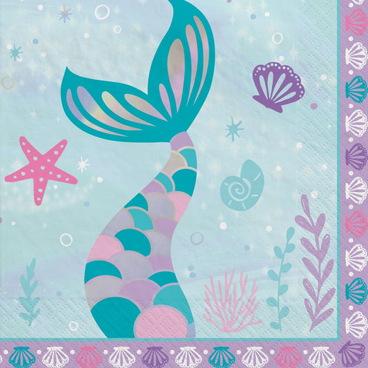 Shimmering Mermaids Luncheon Napkin 16ct