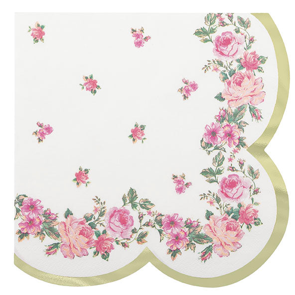 Garden with Floral Edge Dinner Napkin 16ct