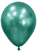 Shiny 5-inch reflex aurora green latex balloon inflated with smooth surface and slight metallic sheen.