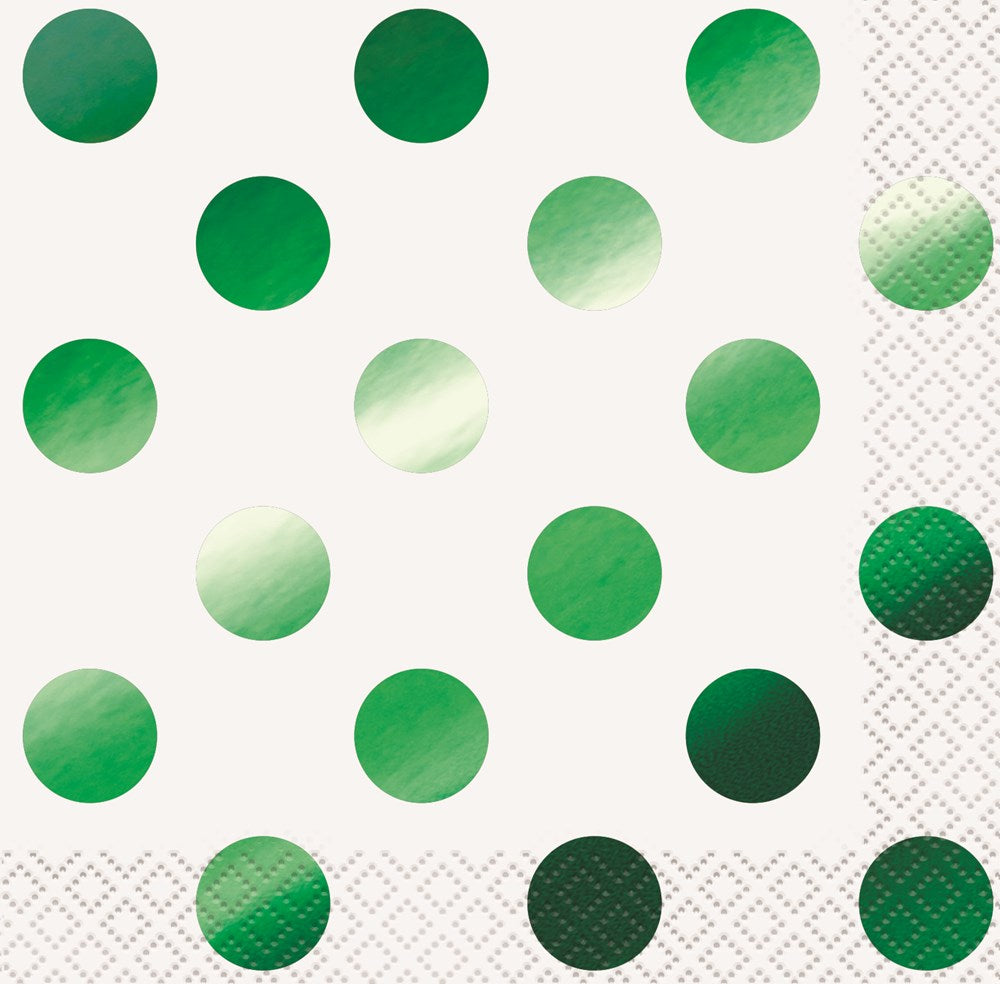 Green Foil Dot Napkin (S) 16ct