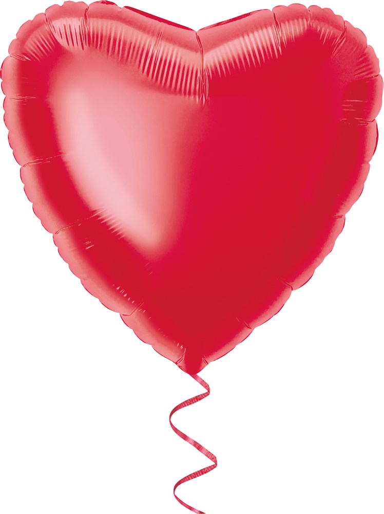 Red Heart 18in Foil Balloon with Ribbon FLAT