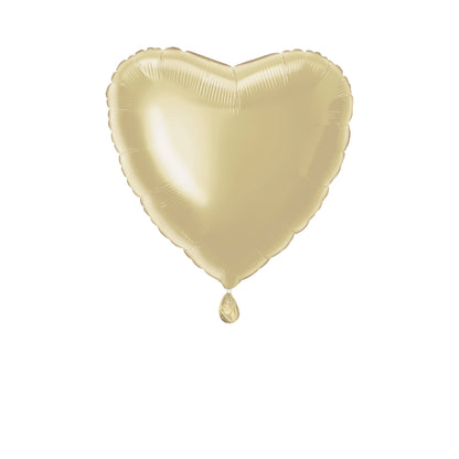 Shiny gold heart-shaped foil balloon with smooth reflective surface, 18 inches tall.