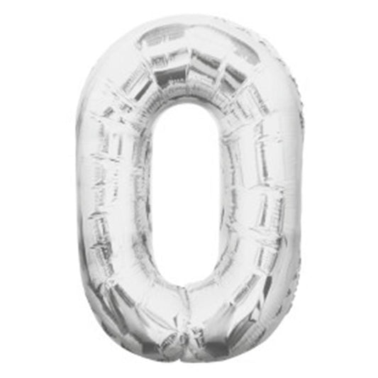 Jumbo Foil Number Balloon 34 inch Silver 0