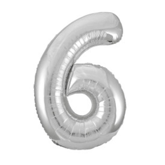 Jumbo Foil Number Balloon 34 inch Silver 6