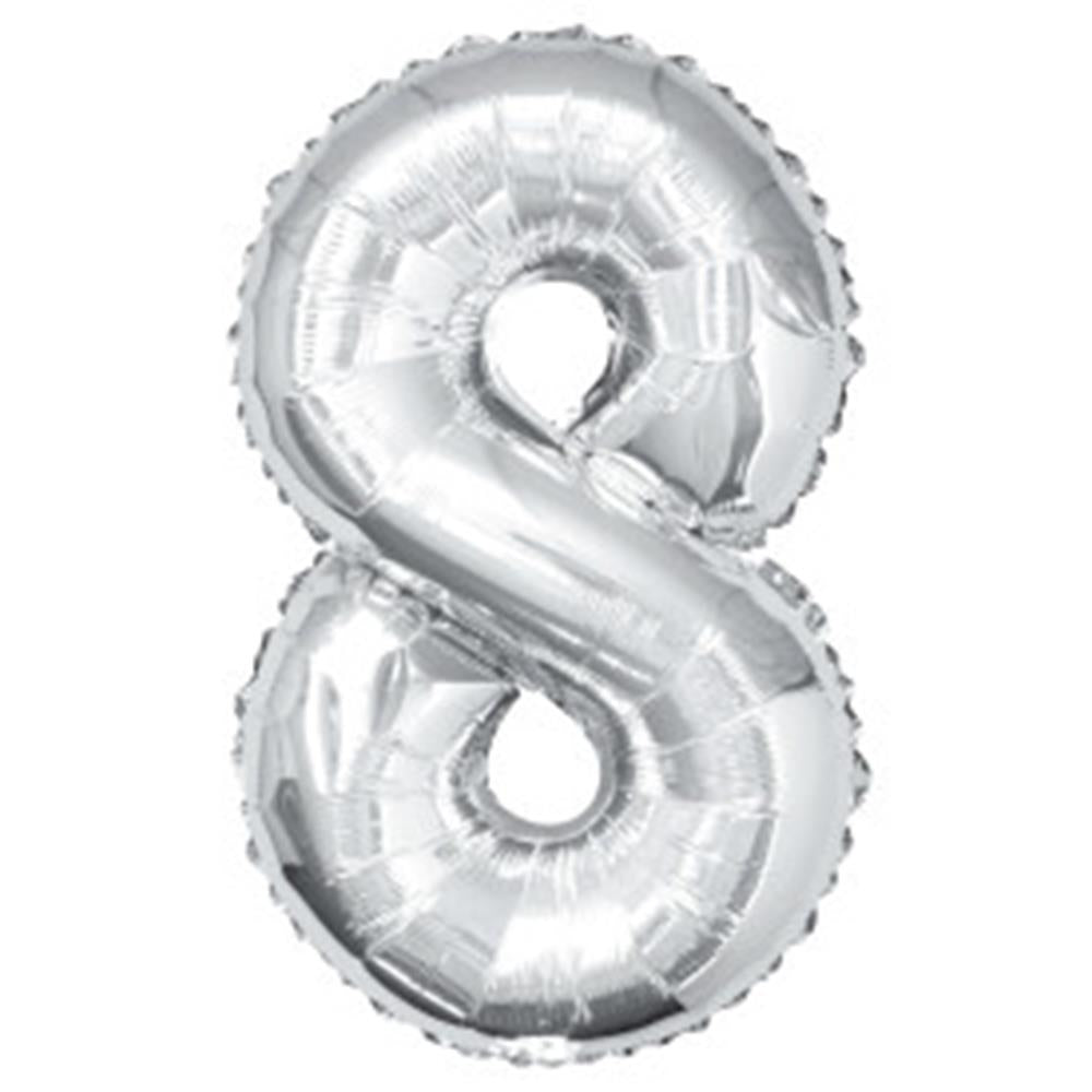 Jumbo Foil Number Balloon 34 inch Silver 8