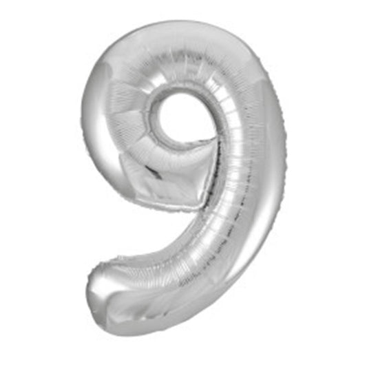 Jumbo Foil Number Balloon 34 inch Silver 9