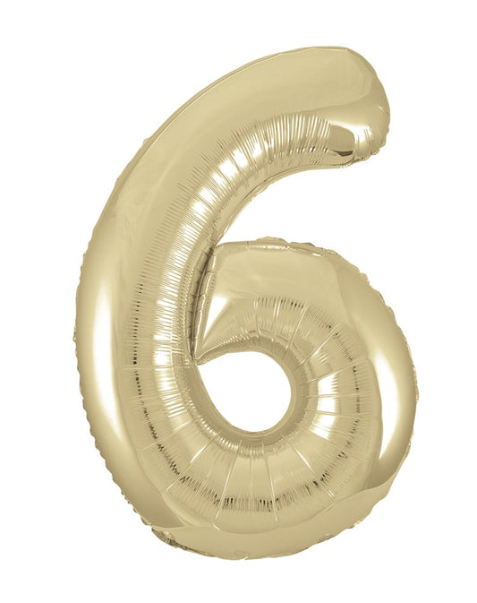 Jumbo Foil Number Balloon 34 inch Gold 6